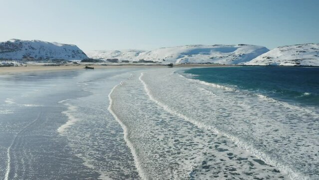 coast of the barents sea in Murmansk view from a drone