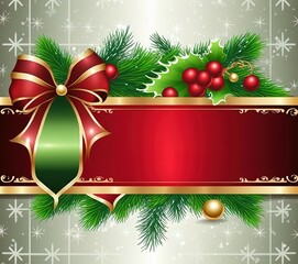 christmas decorative banner with misteltoe