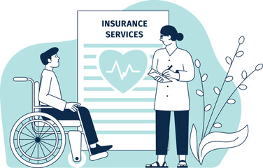 Insurance services concept. Medical document for disabled patients