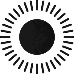 Sunshine icon. Black sun sign. Solar symbol