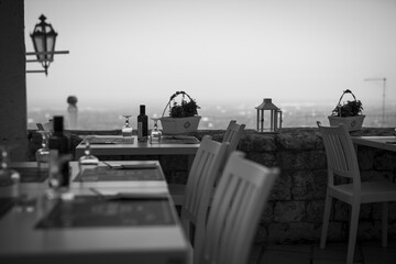 silhouette of a person in a restaurant