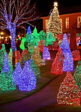 Christmas Lights Decoration In Fayetteville ,AR. USA. Xmas Culture Collection