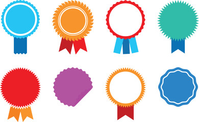 Round paper badge set. Color rosette emblem