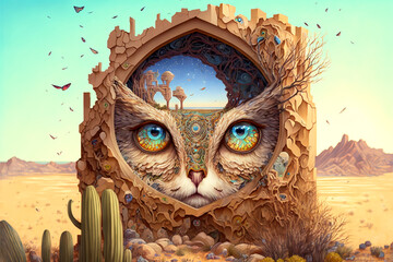 owl in a desert digital art