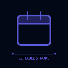 Calendar pixel perfect glassmorphism ui icon for dark theme. Reminder. Color filled line element with transparency. Isolated vector pictogram for night mode. Editable stroke. Arial font used