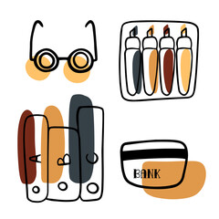 Doodle set of office icons