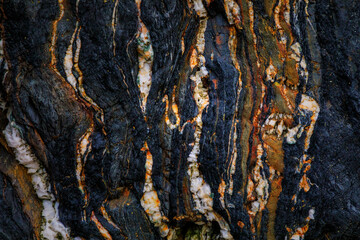 Rocky shapes on the beach. textures and patterns generated on the stones of the Asturian beaches