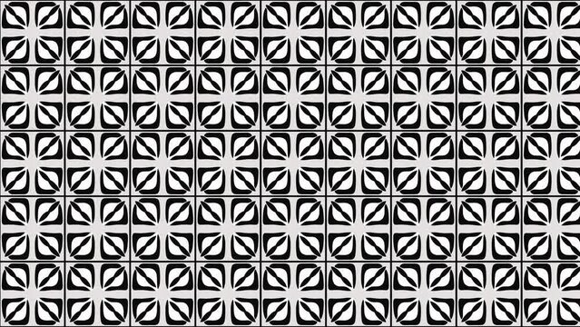Black and white flower optic art pattern seamless tile background