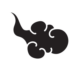 Cloud elegant style black color isolated on white background. Oriental traditional ornament for holiday card, invitation, party poster, flyer, decor element. Clouds in the sky. Vector