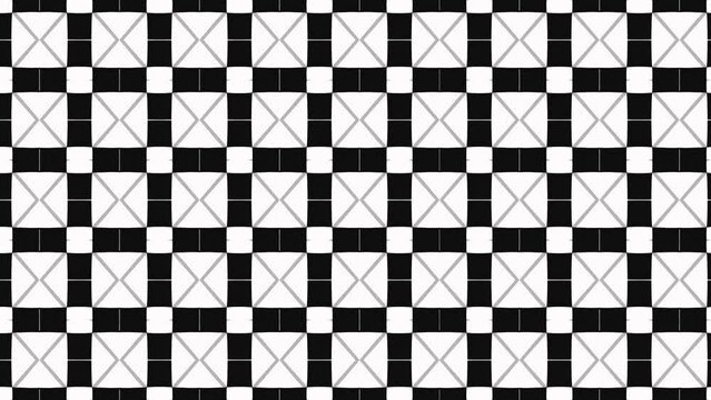 Black and white plaid pattern tile background with x shaped box