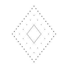 Tracing rhombus shape symbol, dashed and dotted broken line element for preschool, kindergarten and Montessori kids prewriting, drawing and cutting practice activities in vector illustration