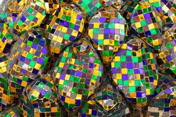 Background and texture of bright decorative stained glass, Laos