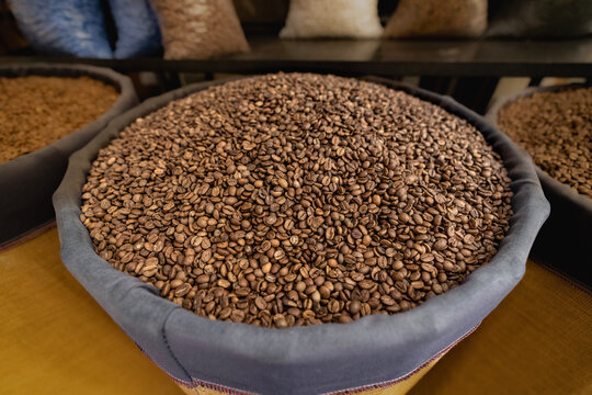 Coffee beans in market