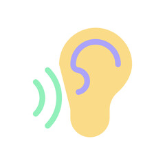 Listen flat color ui icon. Translator feature. Hear translation. Text spoken aloud. Simple filled element for mobile app. Colorful solid pictogram. Vector isolated RGB illustration