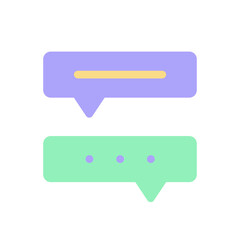 Obraz na płótnie Canvas Communication with chat bot flat color ui icon. Automated communication. Bilingual dialogue. Simple filled element for mobile app. Colorful solid pictogram. Vector isolated RGB illustration