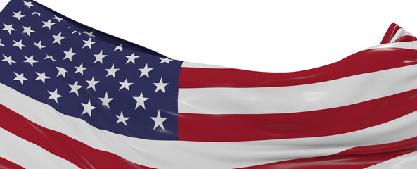 American flag on grey background. Copy space