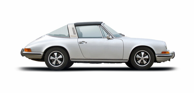 Porsche 912 Targa sport car, side view isolated on white background, 14 May 2014, Thessaloniki, Greece	