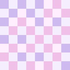 Pink and purple pastel checkerboard pattern background.