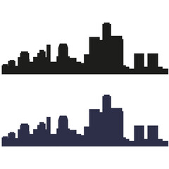 Fototapeta premium Abstract silhouette of a metropolis for banner design. Abstract vector illustration. Urban modern landscape. Business people communication. Futuristic night city. Business communication concept.