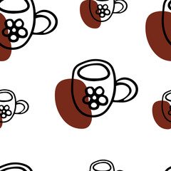  Seamless pattern Doodle mug, tea, coffee, glass