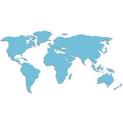 World map color modern. Silhouette map.