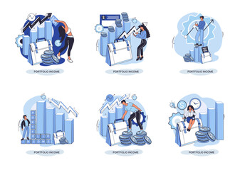 Investment, saving money and finance growth business concept metaphor. Analyzes charts and indicators of income growth. Investment income from securities and other non-commercial investments dividends