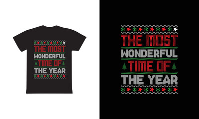 Christmas t shirt design. The Most Wonderful Time Year. t shirt design