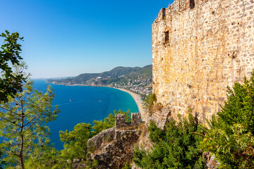 Naklejka premium Alanya fortress and Cleopatra beach, Turkey