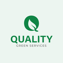 letter q - quality green logo - leaf logo - letter mark - monogram - eco friendly