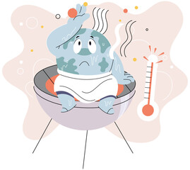 Climate change concept. Global warming metaphor. Nature environment danger, energy business industr, climate change saving planet, air pollution. Temperature rising animal extinction. Environment Day