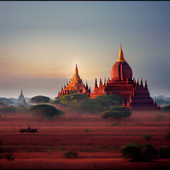 The temple complex of Bagan. Wonders of the World.