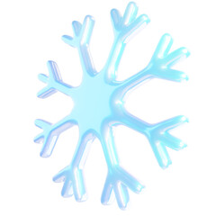 Snowflake 3d png winter design. Ice frozen shape for winter backgrounds