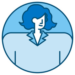 businesswoman blue line icon