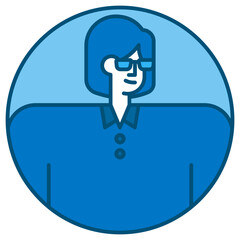businesswoman blue line icon