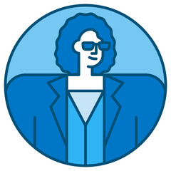 businesswoman blue line icon