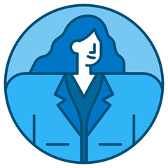 businesswoman blue line icon