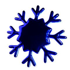 3d glossy light blue snowflake png design. Glossy metallic material