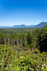 Mountain landscape of Vancouver Island with sky and clouds seen from Radar Hill