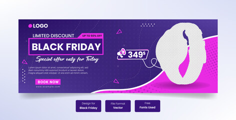 Black friday fashion sale social media cover web banner design template