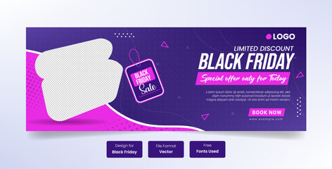 Black friday fashion sale social media cover web banner design template