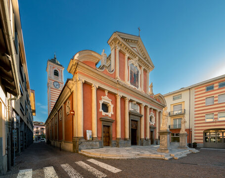 Boves, Italy - November 22, 2022: parish church of san Bartolomeo in piazza dell'olmo (Elm tree square)