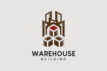 Warehouse building or goods warehouse logo design creative concept, vector illustration