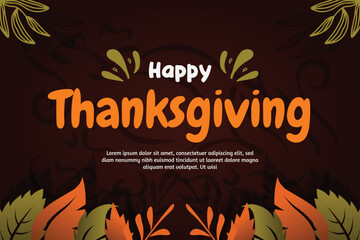 Happy Thanksgiving banner with autumn leaves background.