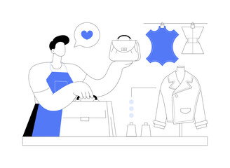 Leather handcraft abstract concept vector illustration.