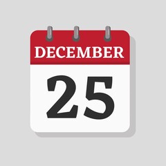 December 25 date visible on a page a day organizer calendar
