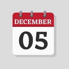 December 05 date visible on a page a day organizer calendar