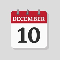December 10 date visible on a page a day organizer calendar