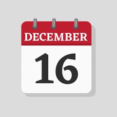 December 16 date visible on a page a day organizer calendar