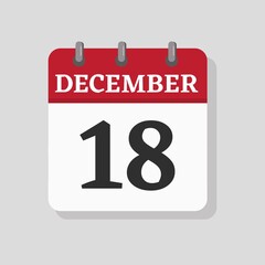 December 18 date visible on a page a day organizer calendar