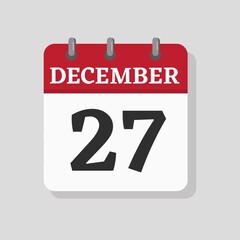 December 27 date visible on a page a day organizer calendar